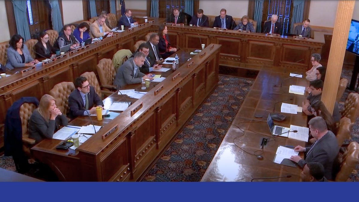 Overhead view of the house committee chamber