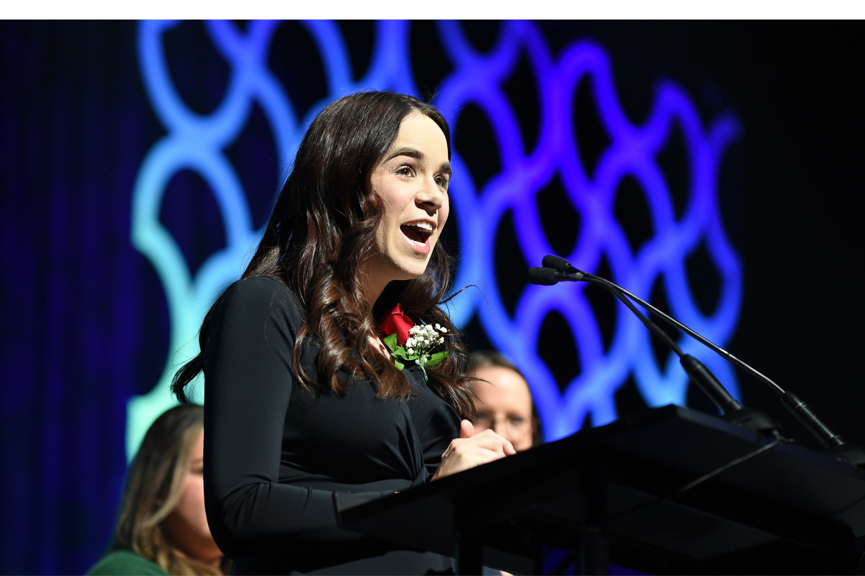 Woman accepting award