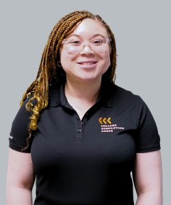 Eliana Hardy wearing a black polo shirt with the CCC logo